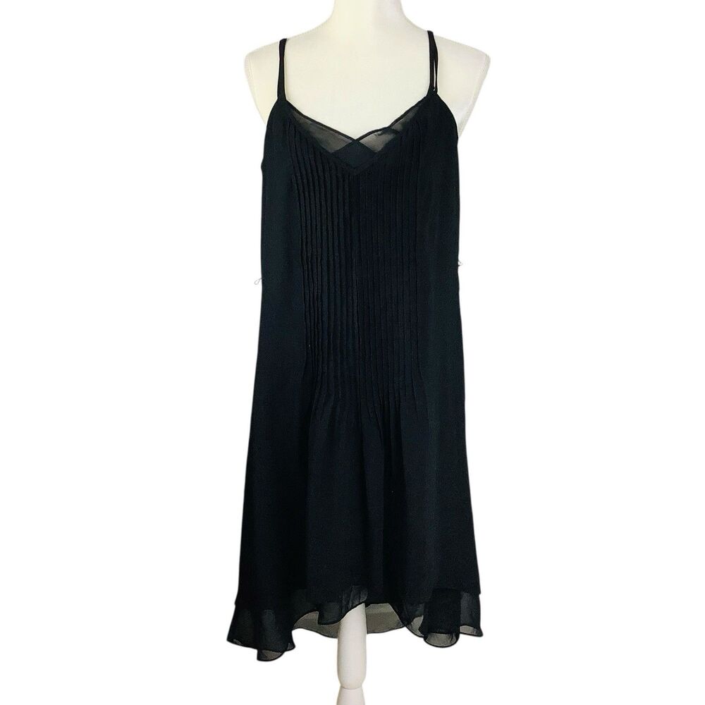 White House Black Market Dress Women 8 Pinktuck Pleat Mini Flowy Tiered Evening